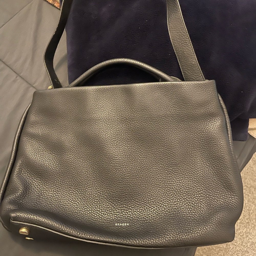 Skagen Black Leather Top-Handle Shoulder Bag
